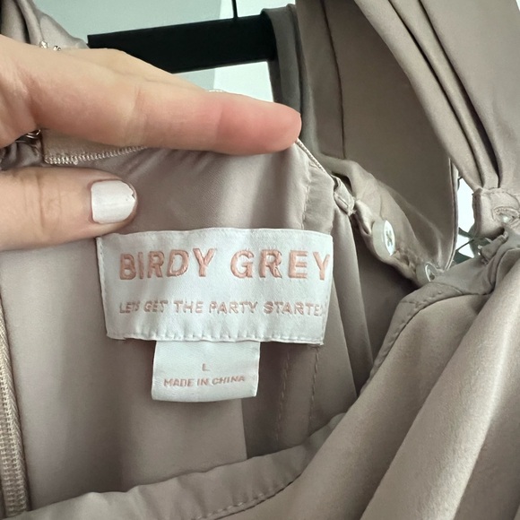 Birdy Grey Bridesmaid Dress, matte satin taupe color, size large. - Picture 2 of 2